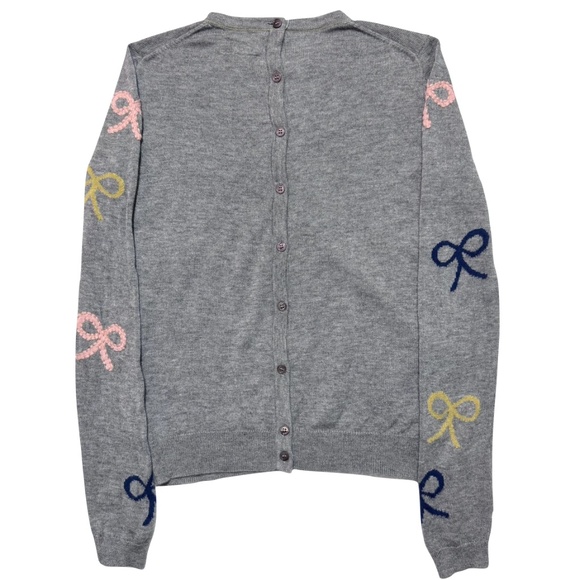 Anthropologie Trimmings Wool Blend Grey Sweater with Bows Size Medium - Picture 4 of 9